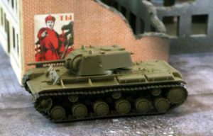 KV-1 advances past inspirational poster in city ruins